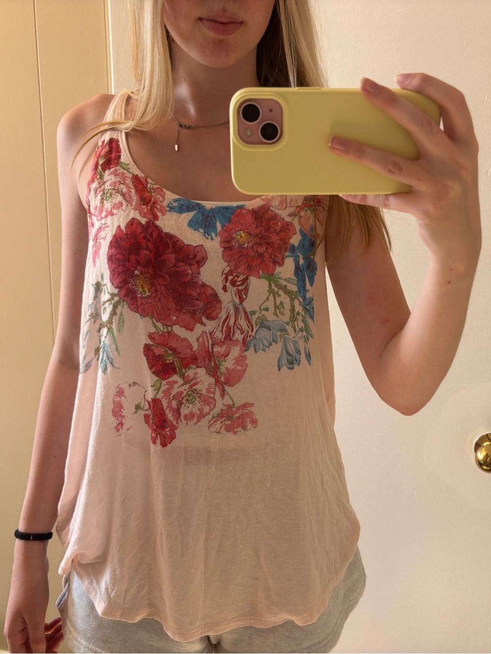 Soft Pink Floral Spaghetti-Strap Camisole